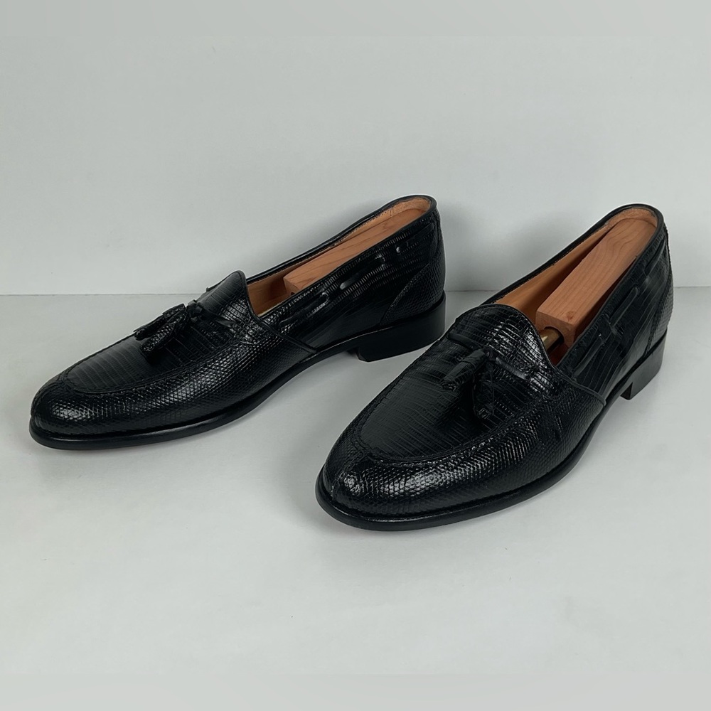 Zelli Italia | Teju Lizard Tassel Loafers | Black | Men’s 9 M